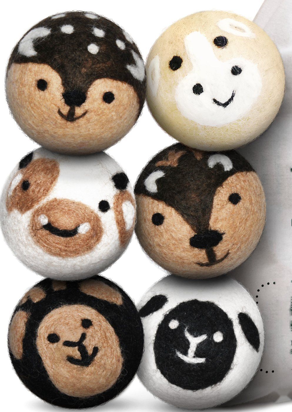 Baby Cow & Friends: a set of six hand-felted wool dryer balls