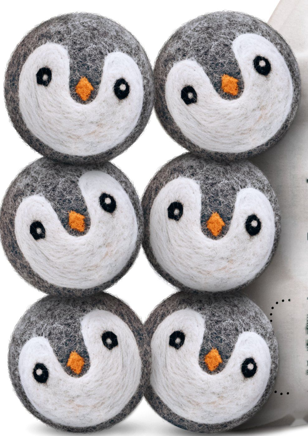 All Penguins: a set of six hand-felted wool dryer balls